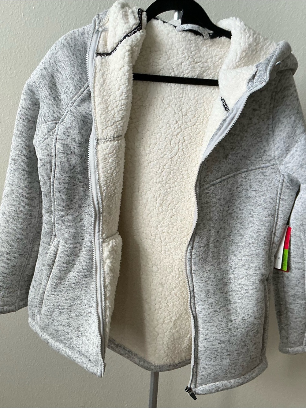 Spider Women’s Gray Sherpa Lined Hooded Jacket Size Large